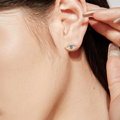 [Polaidi Jewelry]Blue Devil Eyes Hollow Stud Earrings