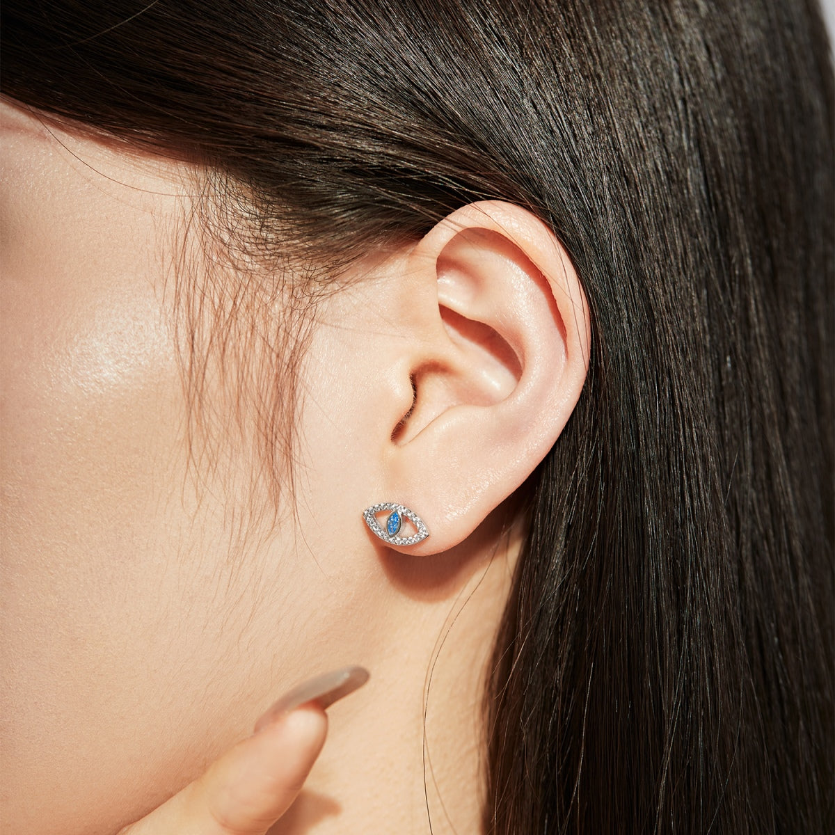 [Polaidi Jewelry]Blue Devil Eyes Hollow Stud Earrings