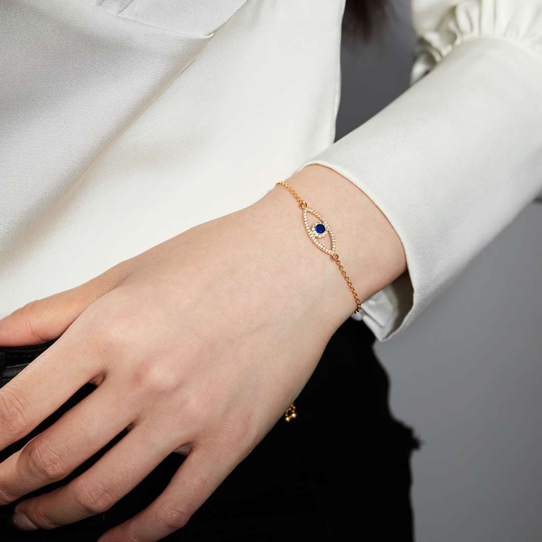 [Polaidi Jewelry]Devil's Eye Hollow Design Bracelet