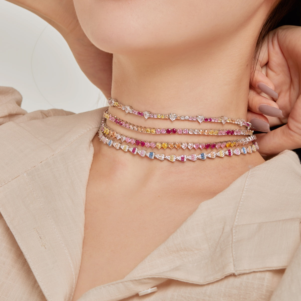 [Polaidi Jewelry]Radiant Colorful Rainbow Necklace