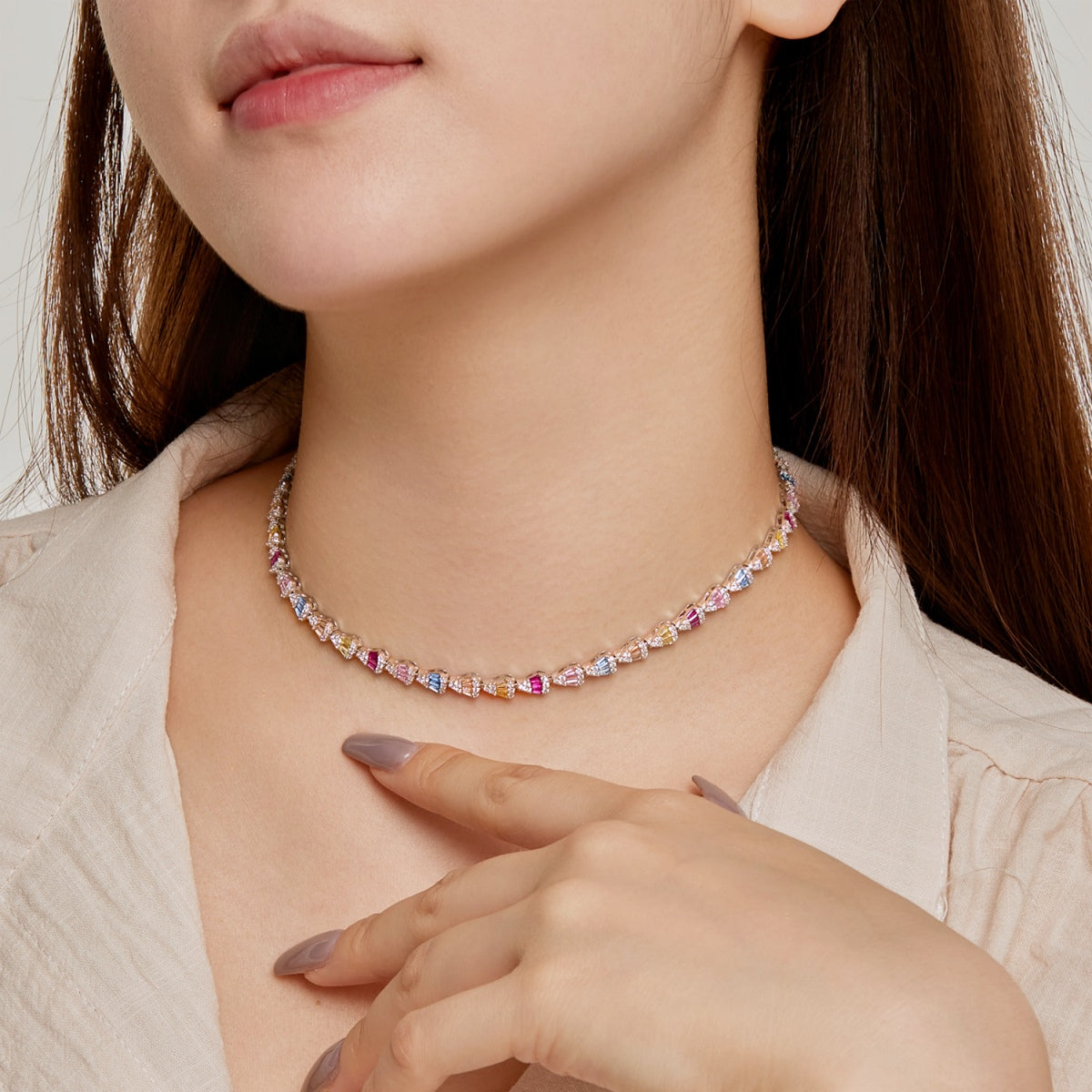 [Polaidi Jewelry]Radiant Colorful Rainbow Necklace