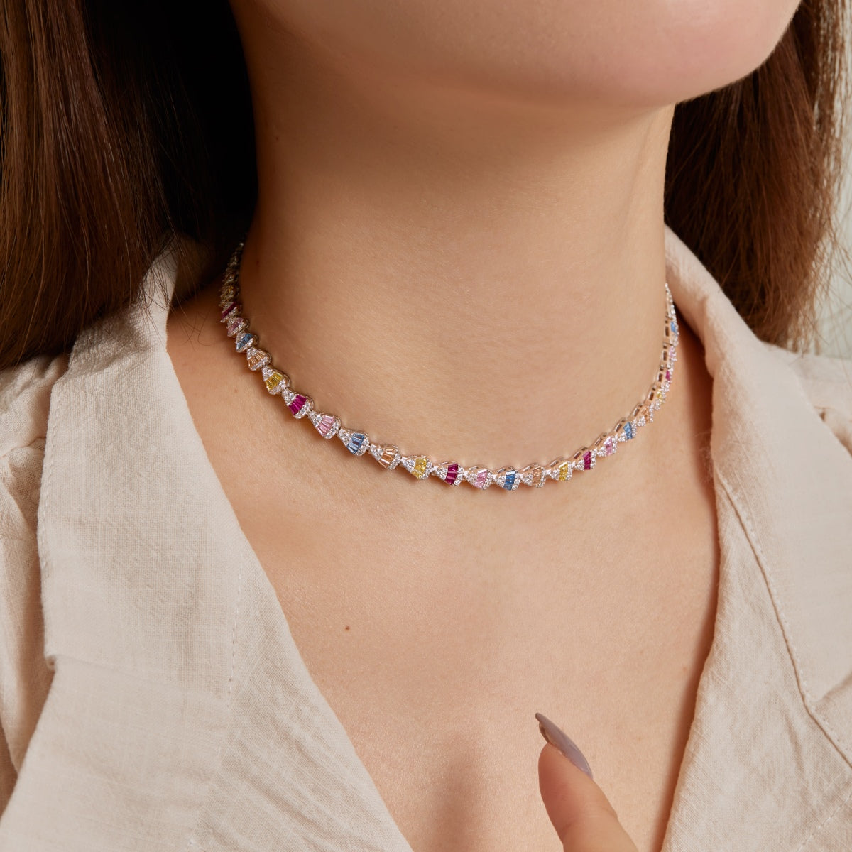 [Polaidi Jewelry]Radiant Colorful Rainbow Necklace