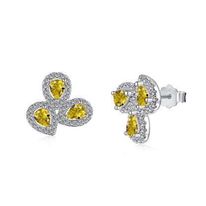 [Polaidi Jewelry]Ornate Flower Shape Pear Cut Lover Earrings