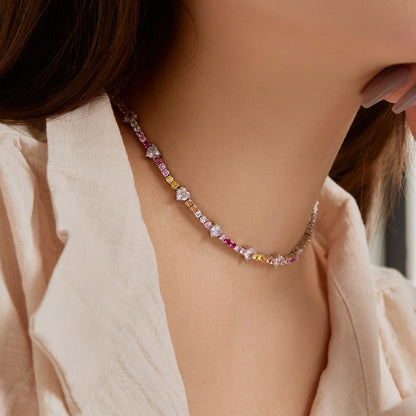 [Polaidi Jewelry]Delicate Colorful Rainbow Tennis Chain