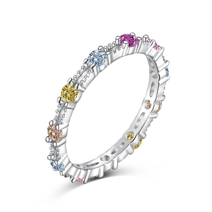 [Polaidi Jewelry]Sparkling Colorful Round Cut Tennis Ring