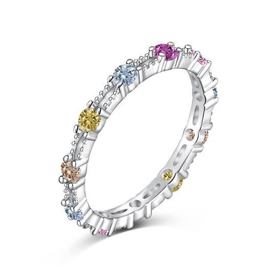 [Polaidi Jewelry]Sparkling Colorful Round Cut Tennis Ring