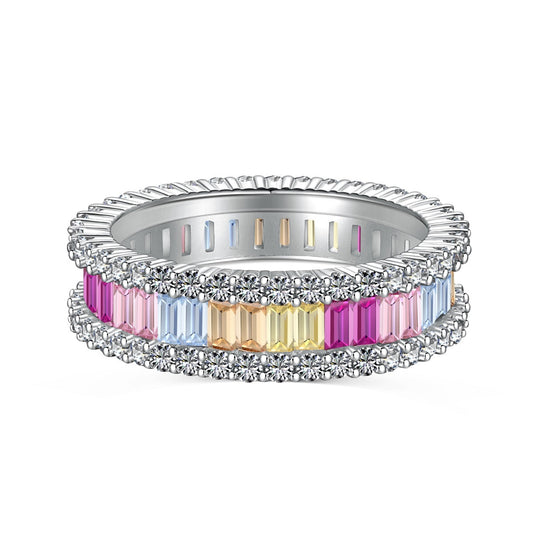 [Polaidi Jewelry]Dainty Kaleidoscopic Emerald Cut Daily Ring