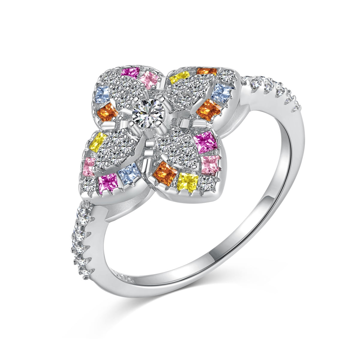 [Polaidi Jewelry]Luxurious Colorful Flower Shape Banquet Ring