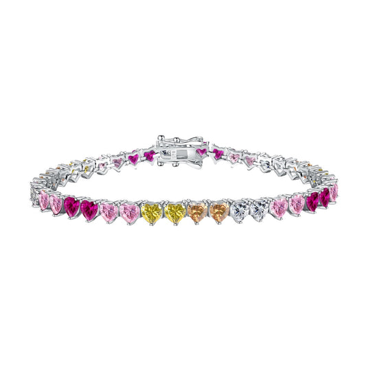 [Polaidi Jewelry]Luxurious Colorful Romantic Heart Shape Lover Bracelet