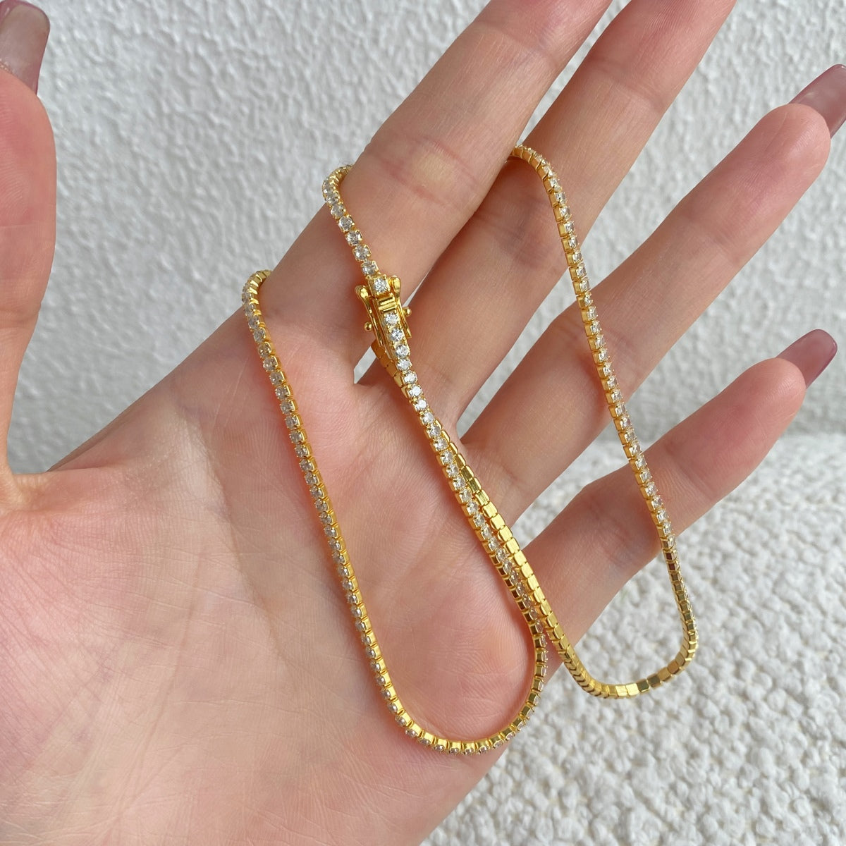 [Polaidi Jewelry]Delicate Round Shape Tennis Necklace