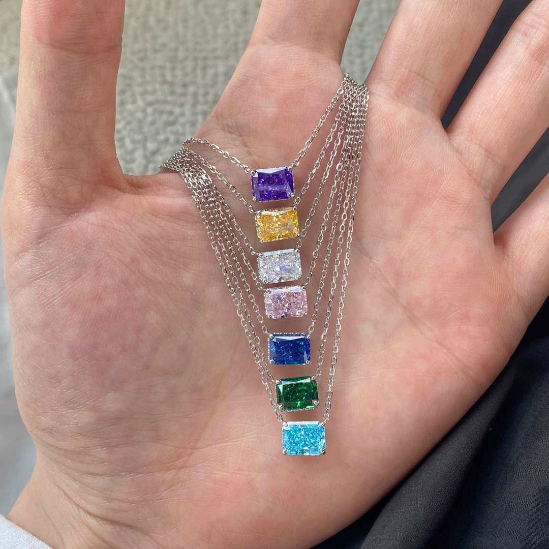 [Polaidi Jewelry]Luxurious Square Shape Colorful Necalack