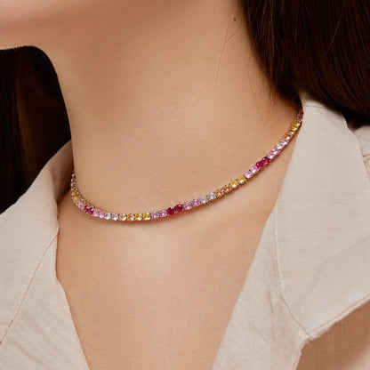[Polaidi Jewelry]Delicate Colorful Tennis Necklace