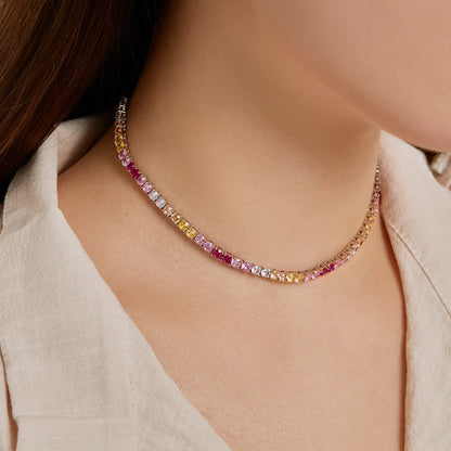 [Polaidi Jewelry]Delicate Colorful Tennis Necklace