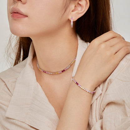 [Polaidi Jewelry]Delicate Colorful Tennis Necklace