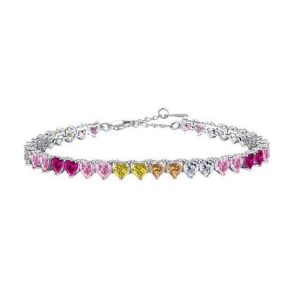 [Polaidi Jewelry]Luxurious Colorful Romantic Heart Shape Lover Bracelet