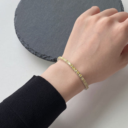 [Polaidi Jewelry]Ornate Dazzling Round Cut Tennis Bracelet