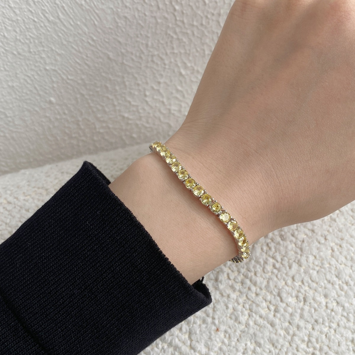 [Polaidi Jewelry]Ornate Dazzling Round Cut Tennis Bracelet
