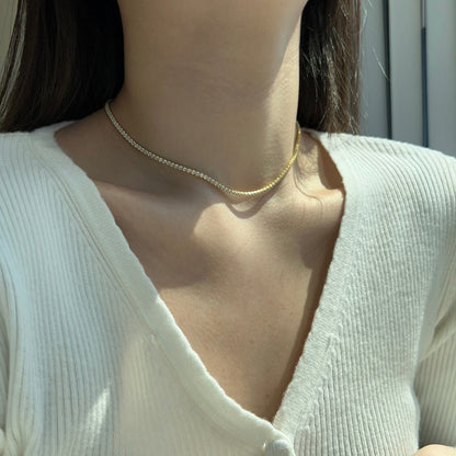 [Polaidi Jewelry]Delicate Round Shape Tennis Necklace