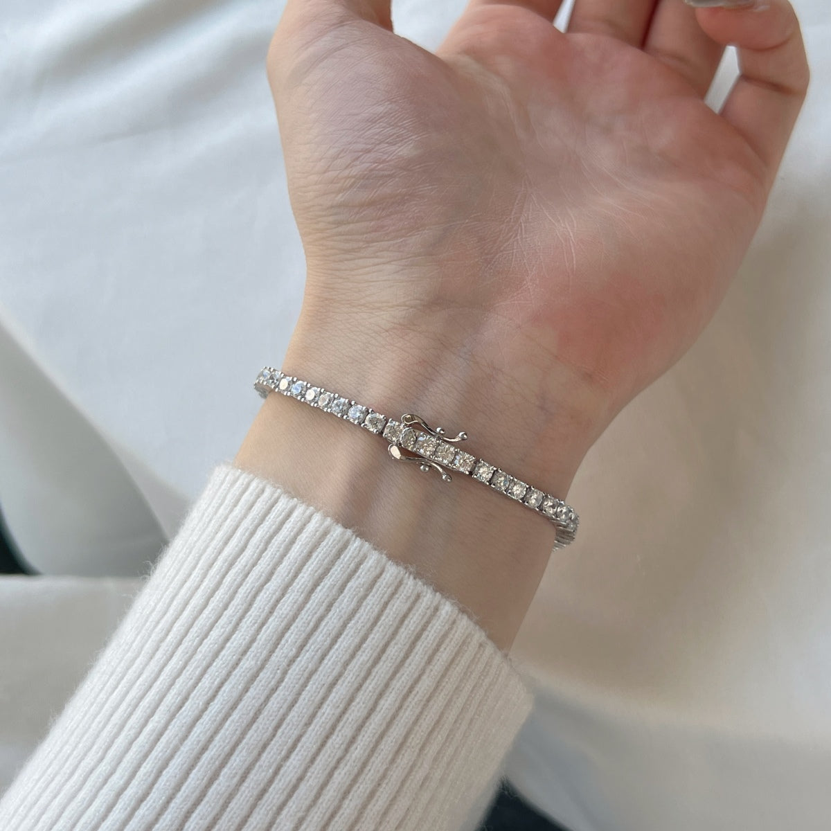 [Polaidi Jewelry]Dainty Charming Round Cut Tennis Bracelet