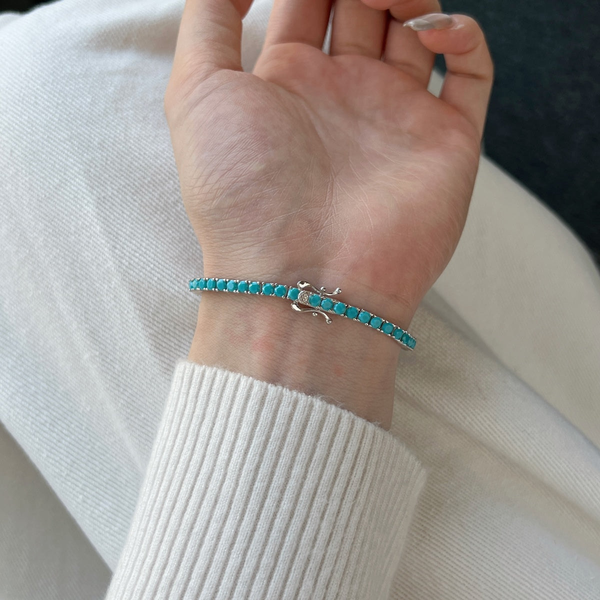 [Polaidi Jewelry]Dainty Charming Round Cut Tennis Bracelet
