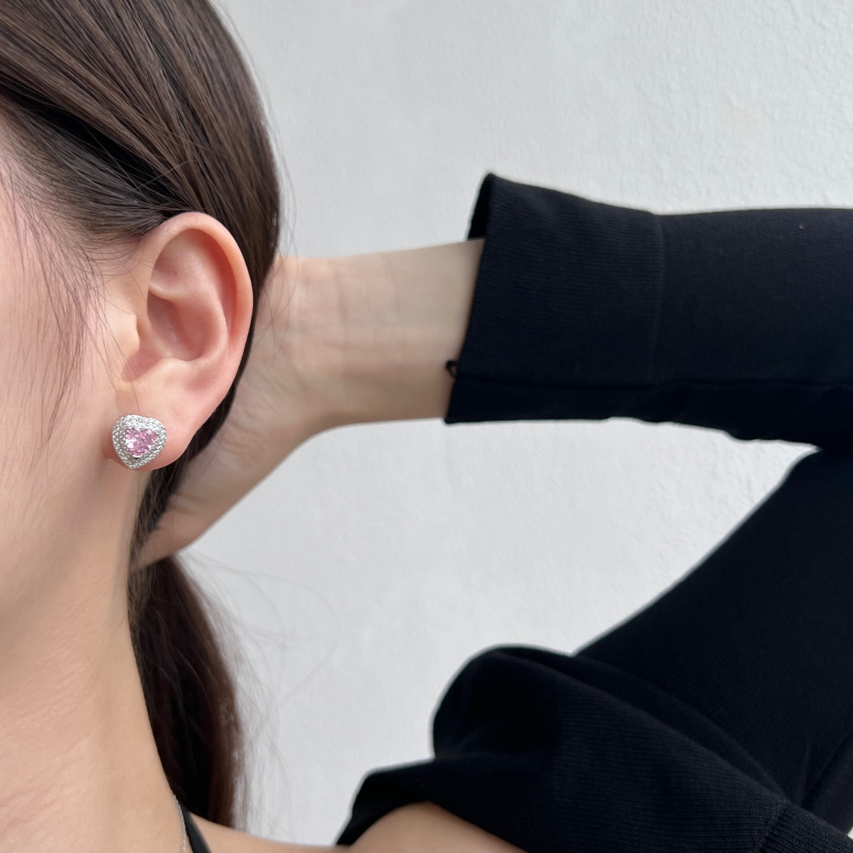 [Polaidi Jewelry]Dazzling Heart Shape Lover Earrings