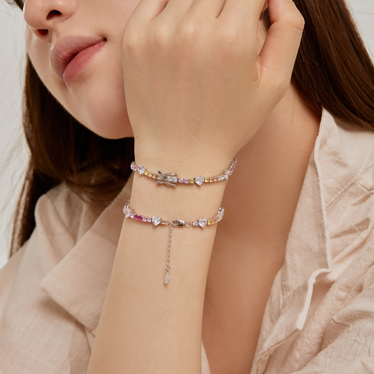 [Polaidi Jewelry]Romantic Heart Shape Round Cut Lover Bracelet