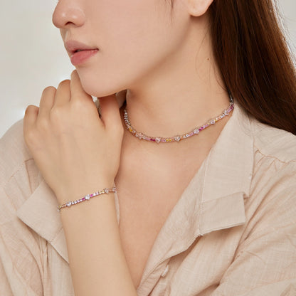 [Polaidi Jewelry]Romantic Heart Shape Round Cut Lover Bracelet