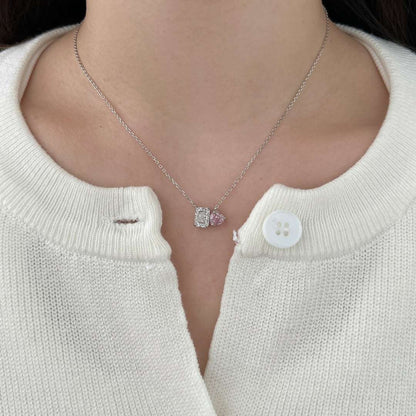 [Polaidi Jewelry]Dazzling Square & Heart Shape Necklace