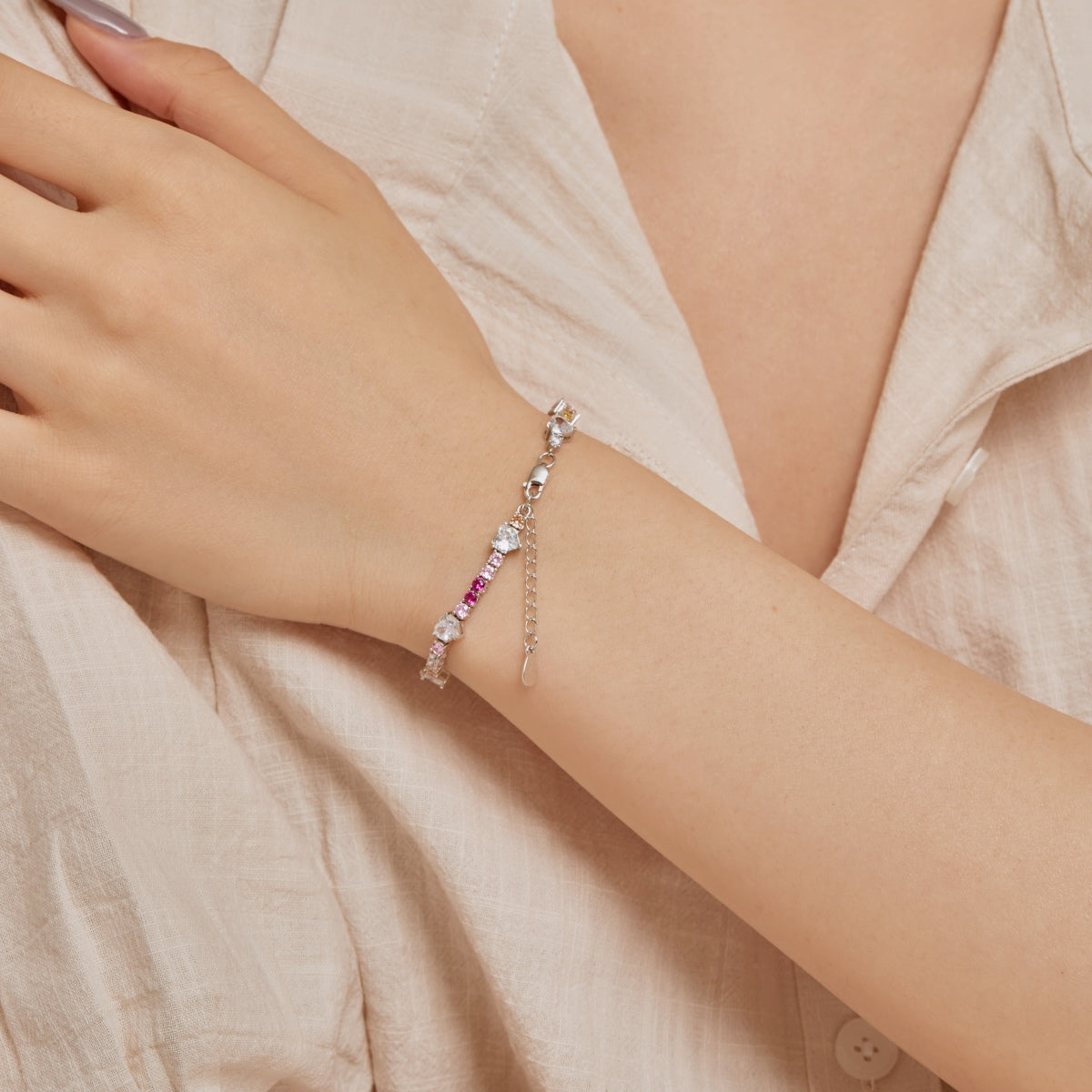 [Polaidi Jewelry]Romantic Heart Shape Round Cut Lover Bracelet