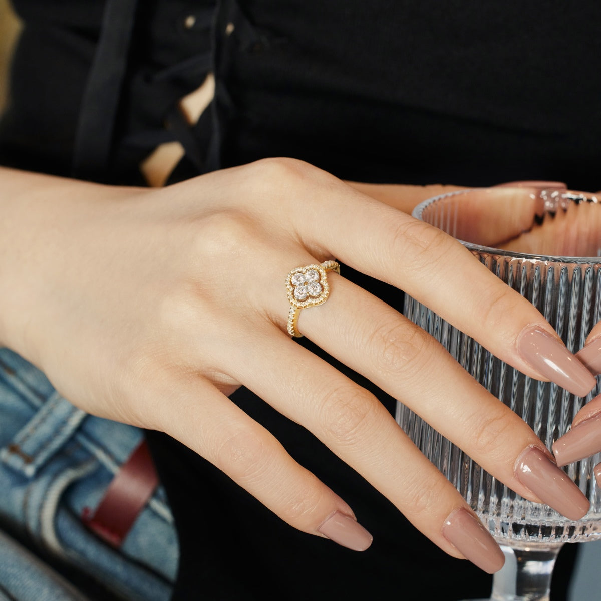 [Polaidi Jewelry]Four Leaf Clover Flower Design Ring