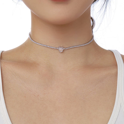 [Polaidi Jewelry]2.0 Carat Sparkling Tennis Heart Cut Necklace