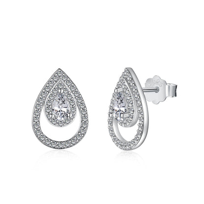 [Polaidi Jewelry]Sparkling Delicate Water Drop Shape Daily Earrings