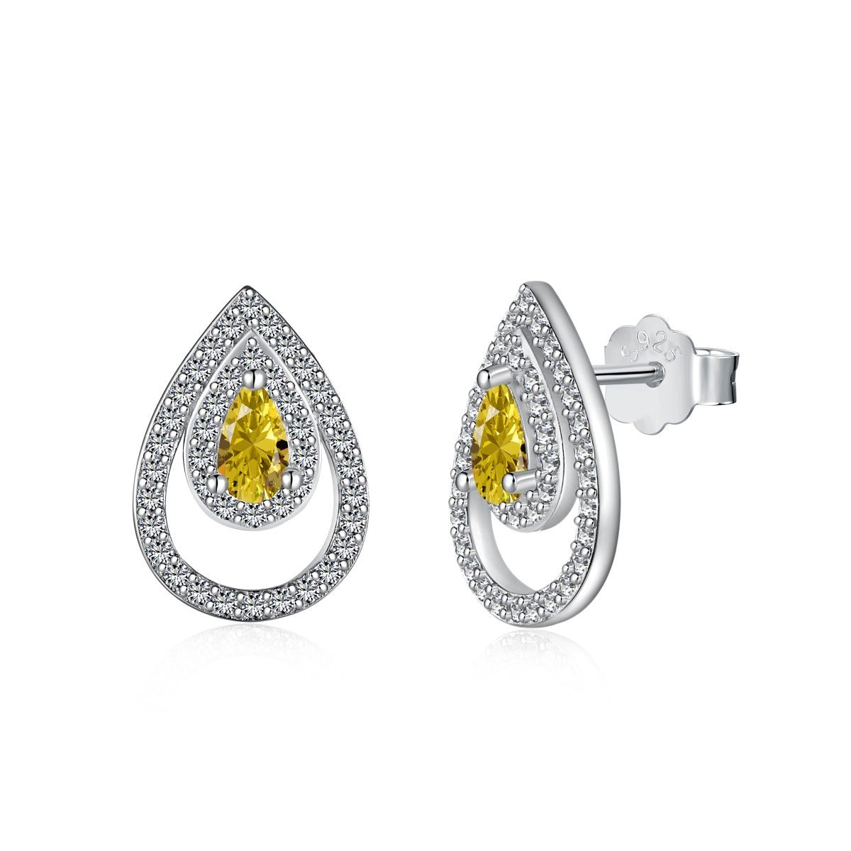[Polaidi Jewelry]Sparkling Delicate Water Drop Shape Daily Earrings