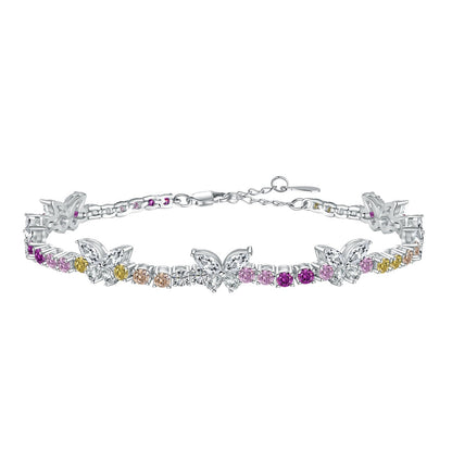 [Polaidi Jewelry]Ornate Colorful Butterfly Shape Round Cut Daily Bracelet