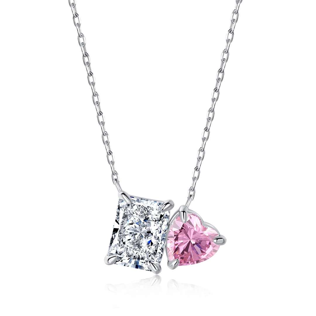 [Polaidi Jewelry]Dazzling Square & Heart Shape Necklace