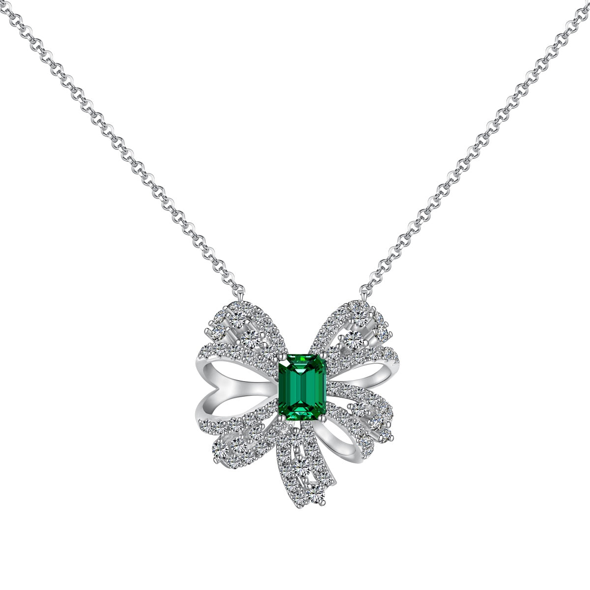 [Polaidi Jewelry]Luxurious Flower Shape Emerald Cut Necklace