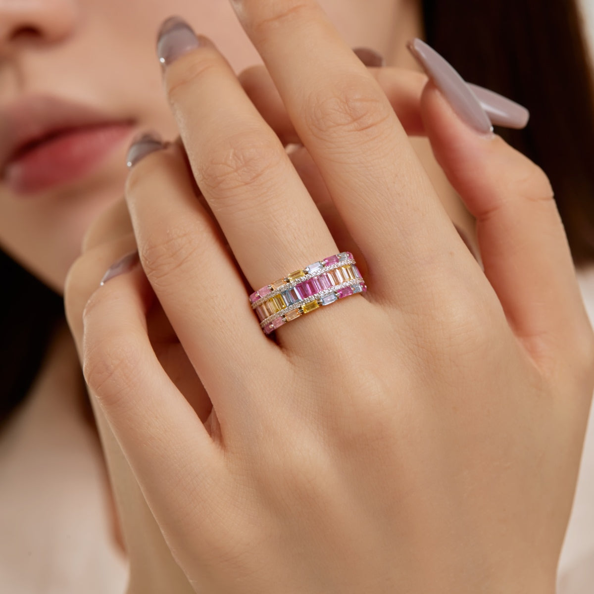[Polaidi Jewelry]Dazzling Colorful Radiant Cut Party Ring