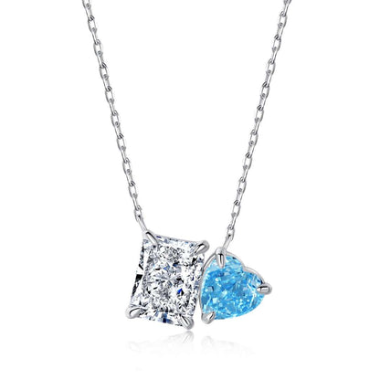 [Polaidi Jewelry]Dazzling Square & Heart Shape Necklace