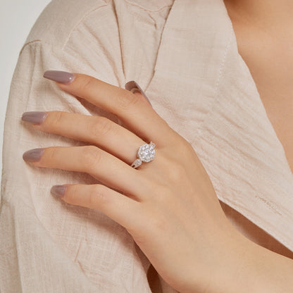 [Polaidi Jewelry]Delicate Colorful Round Cut Flower Shape Wedding Ring