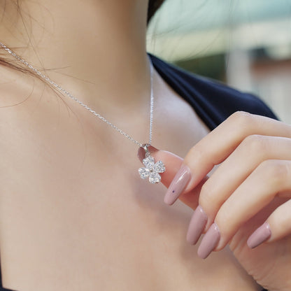 [Polaidi Jewelry]Heart-Shaped Four-Leaf Clover Bead Necklace