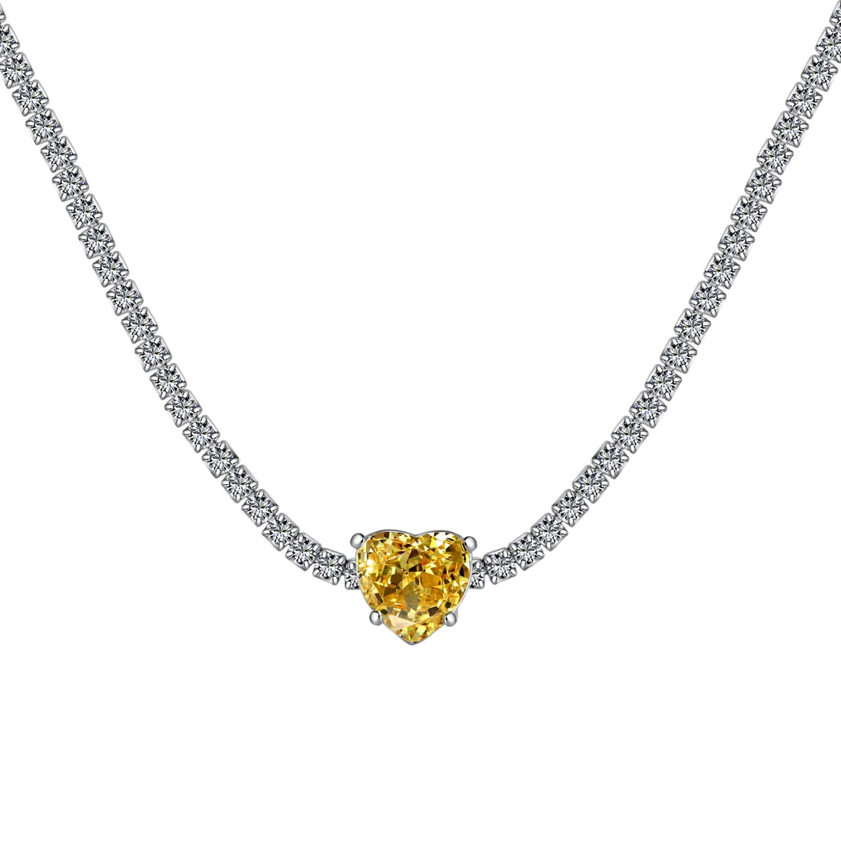 [Polaidi Jewelry]2.0 Carat Sparkling Tennis Heart Cut Necklace