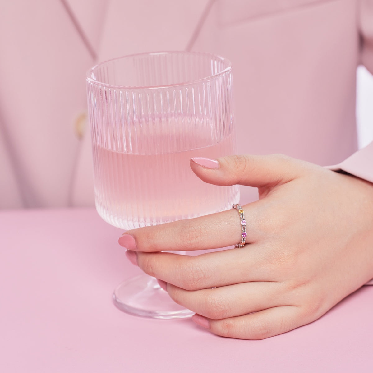 [Polaidi Jewelry]Sparkling Colorful Round Cut Tennis Ring