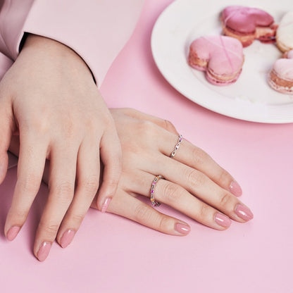 [Polaidi Jewelry]Sparkling Colorful Round Cut Tennis Ring