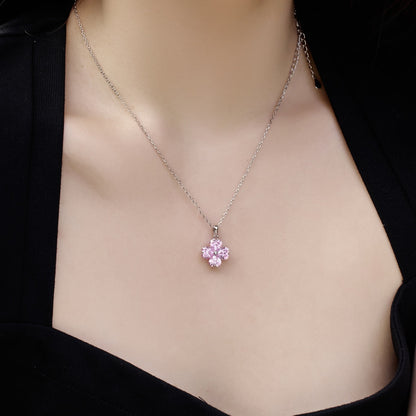 [Polaidi Jewelry]Heart-Shaped Four-Leaf Clover Bead Necklace