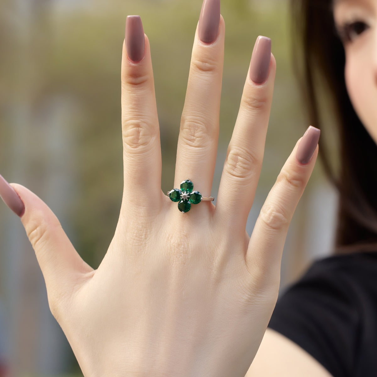 [Polaidi Jewelry]Four-Leaf Clover Eight-Pointed Star Ring