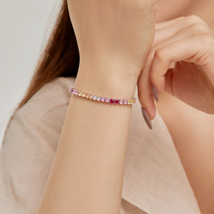 [Polaidi Jewelry]Radiant Colorful Round Cut Tennis Bracelet