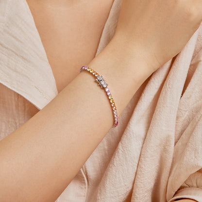 [Polaidi Jewelry]Radiant Colorful Round Cut Tennis Bracelet