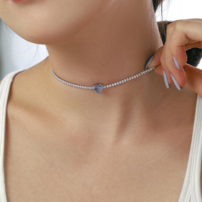 [Polaidi Jewelry]2.0 Carat Sparkling Tennis Heart Cut Necklace