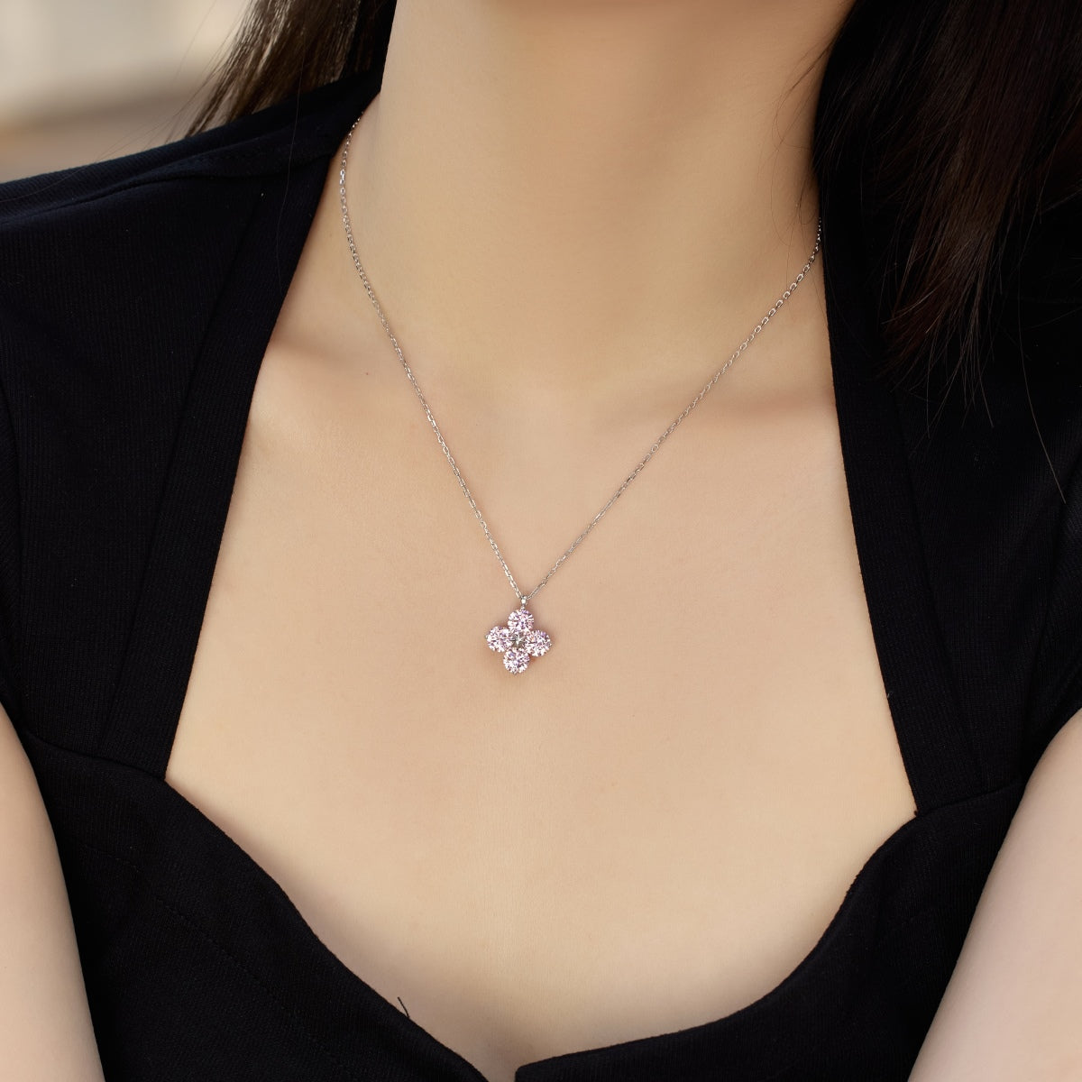 [Polaidi Jewelry]Four-Leaf Clover And Eight-Pointed Star Necklace