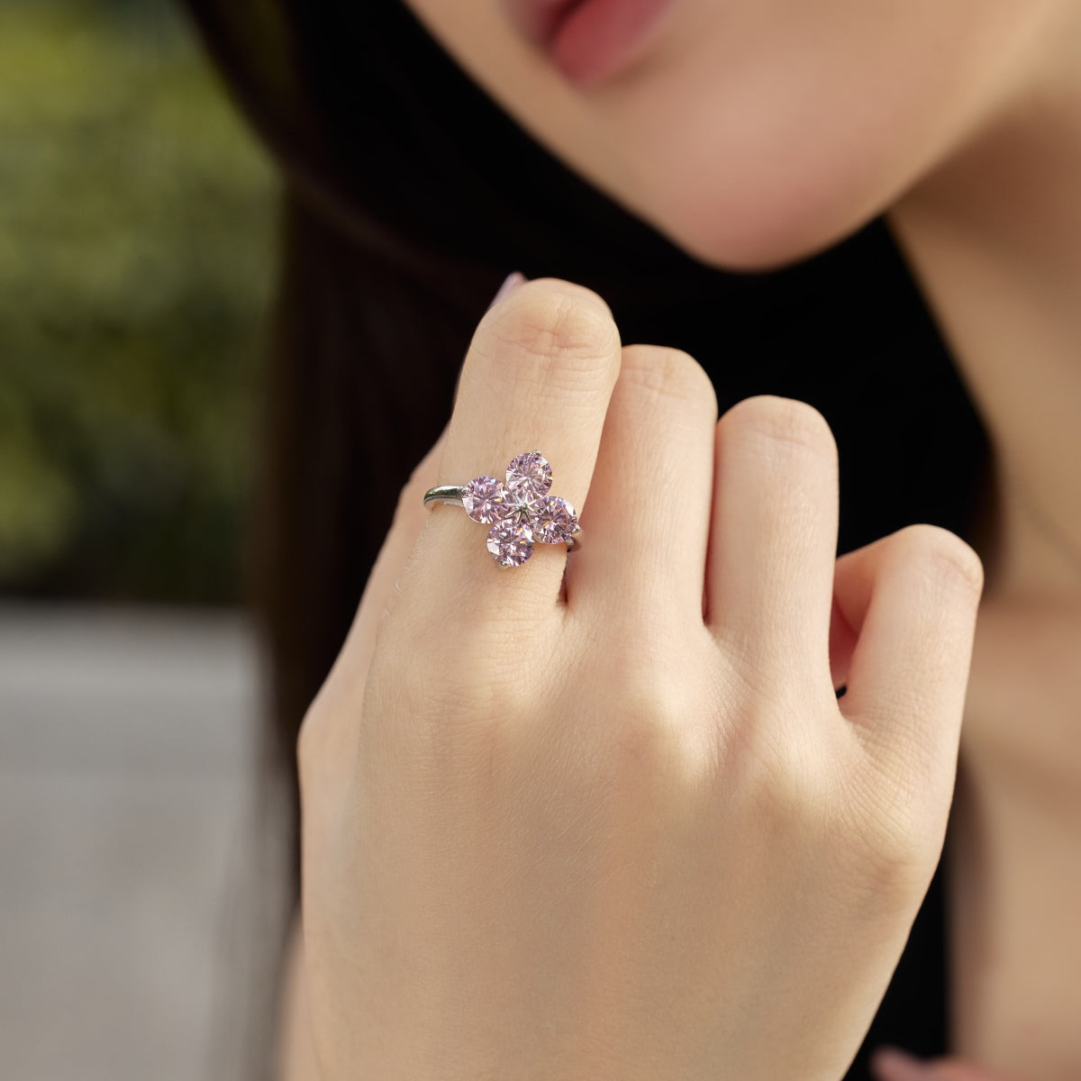 [Polaidi Jewelry]Four-Leaf Clover Eight-Pointed Star Ring
